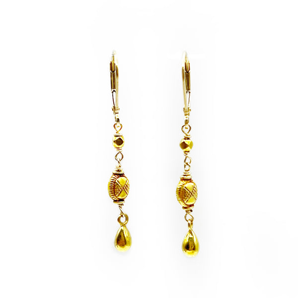 Carved Golden Drops Earrings