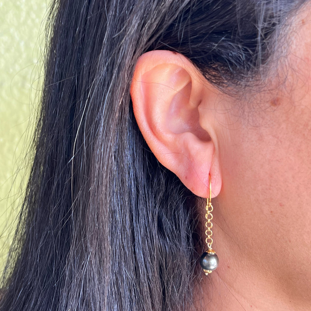 Chain Droplets of Tahitian Pearls Earrings