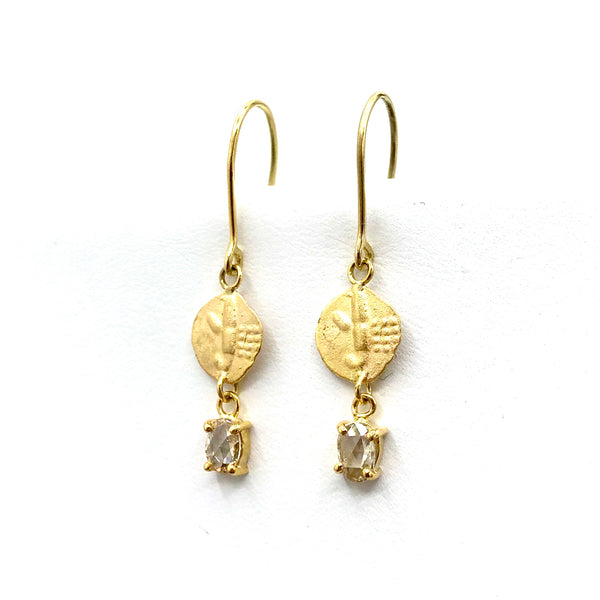 Diamond and Coin Gold Earrings