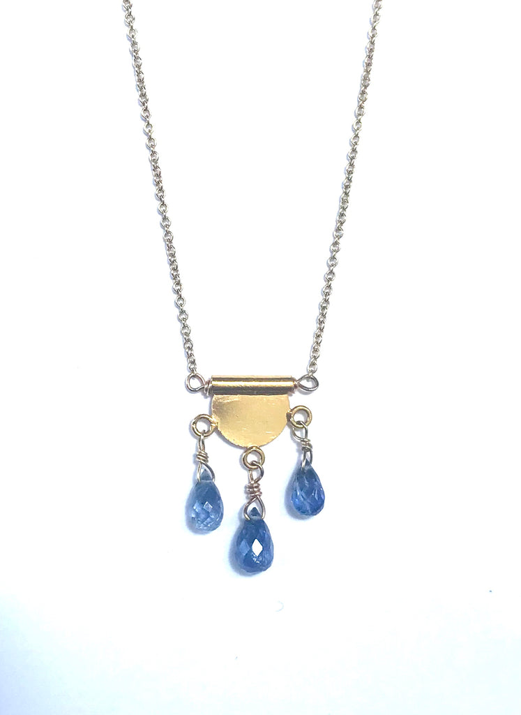 Sapphire Briolette Drop Necklace in 18K & 14K Yellow Gold