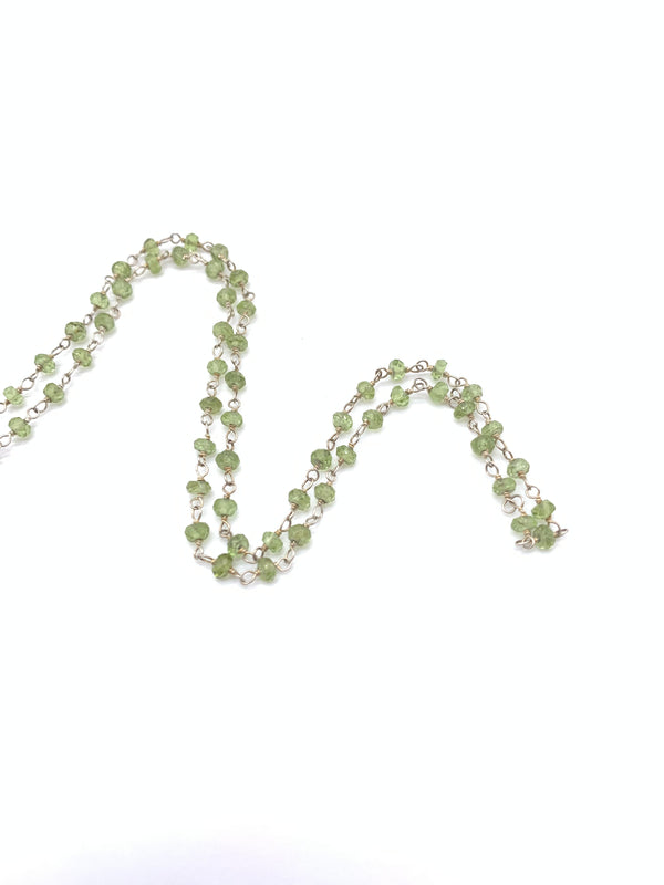 Beaded Peridot Necklace on Sterling Silver Chain