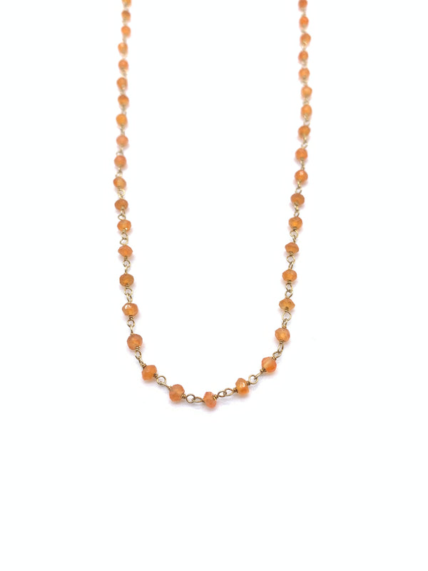 Beaded Carnelian Necklace on Yellow Gold Filled Chain