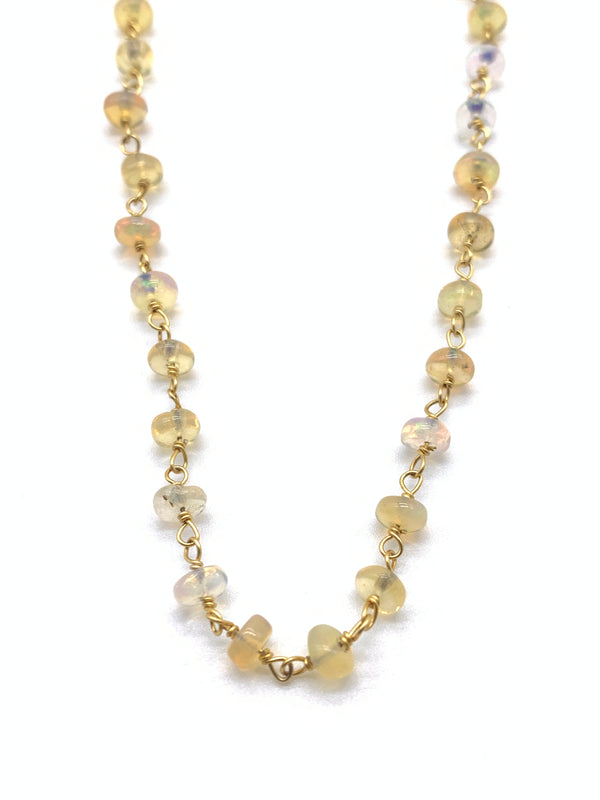 Beaded Opal Necklace on Yellow Gold Filled Chain