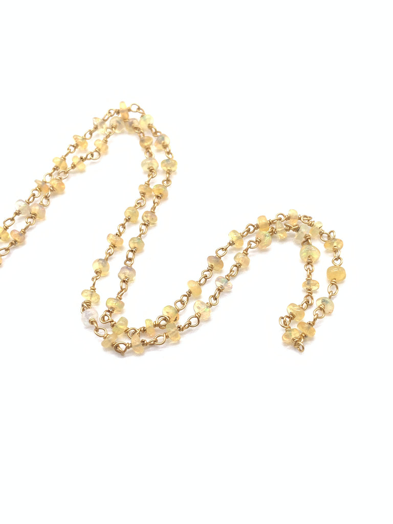 Beaded Opal Necklace on Yellow Gold Filled Chain