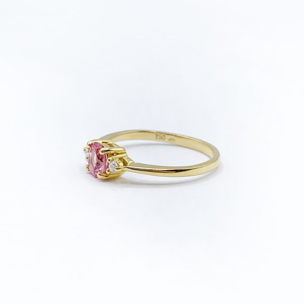 Delicate Pink Sapphire Paired with Diamonds on a Bright Golden Circlet