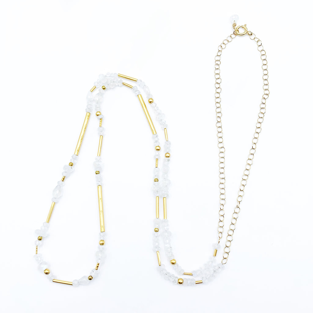 Gold Plated and Moonstone Beaded Necklace