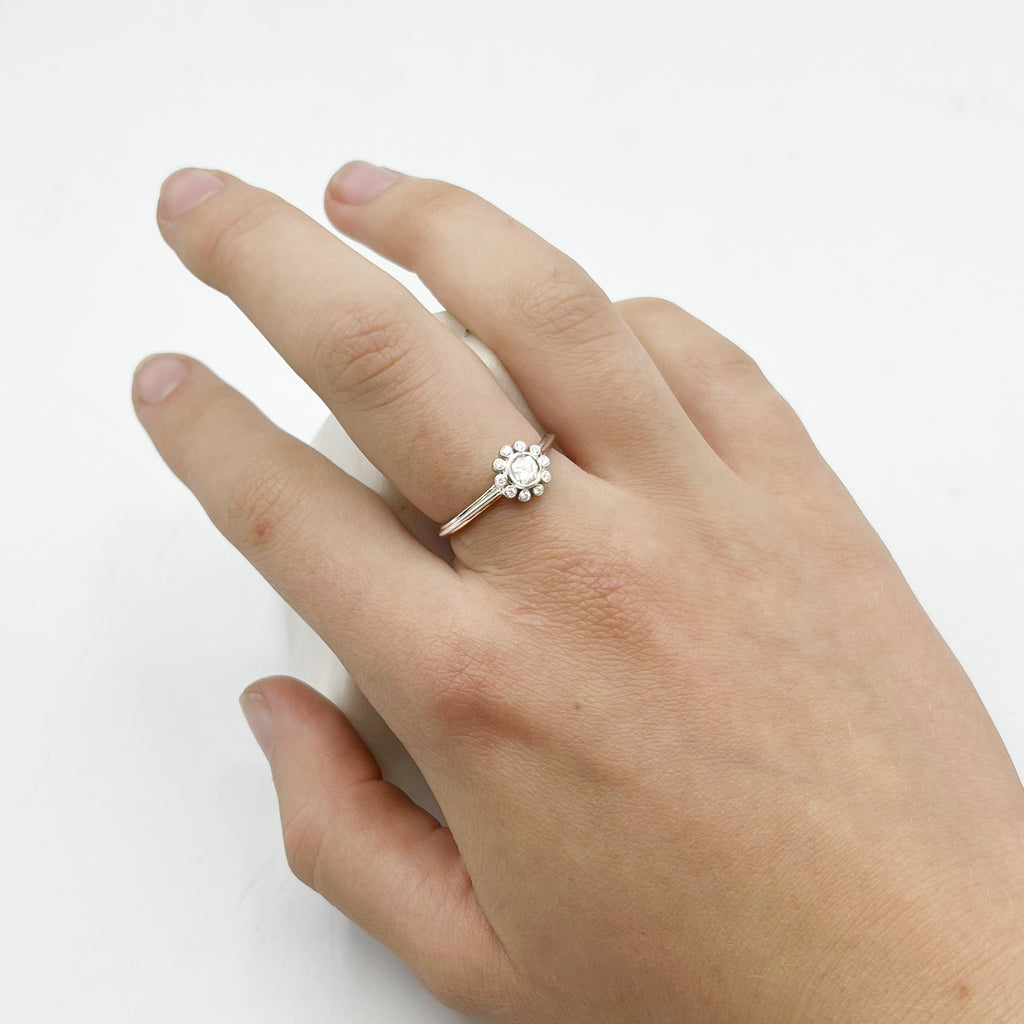 White Diamond Flower Ring