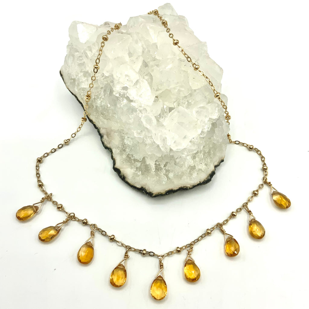 Citrine Drops on Gold Filled Chain