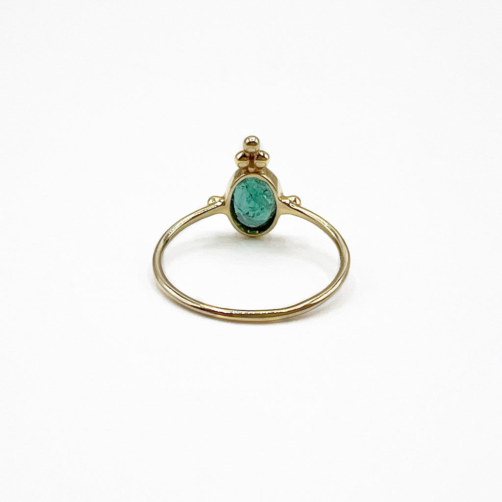 Oval  Crown Emerald Ring