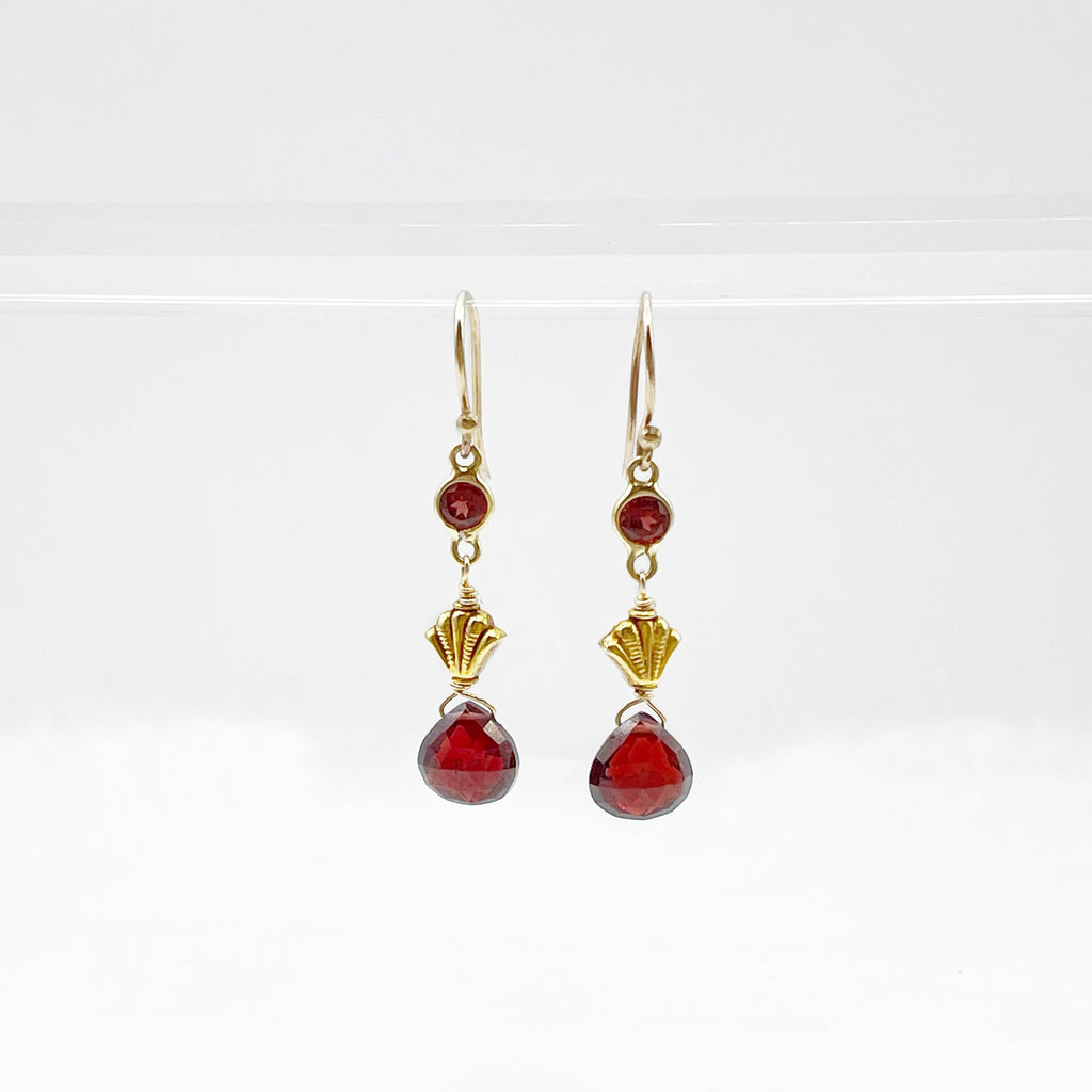 Fan  Briolette Garnet Earrings