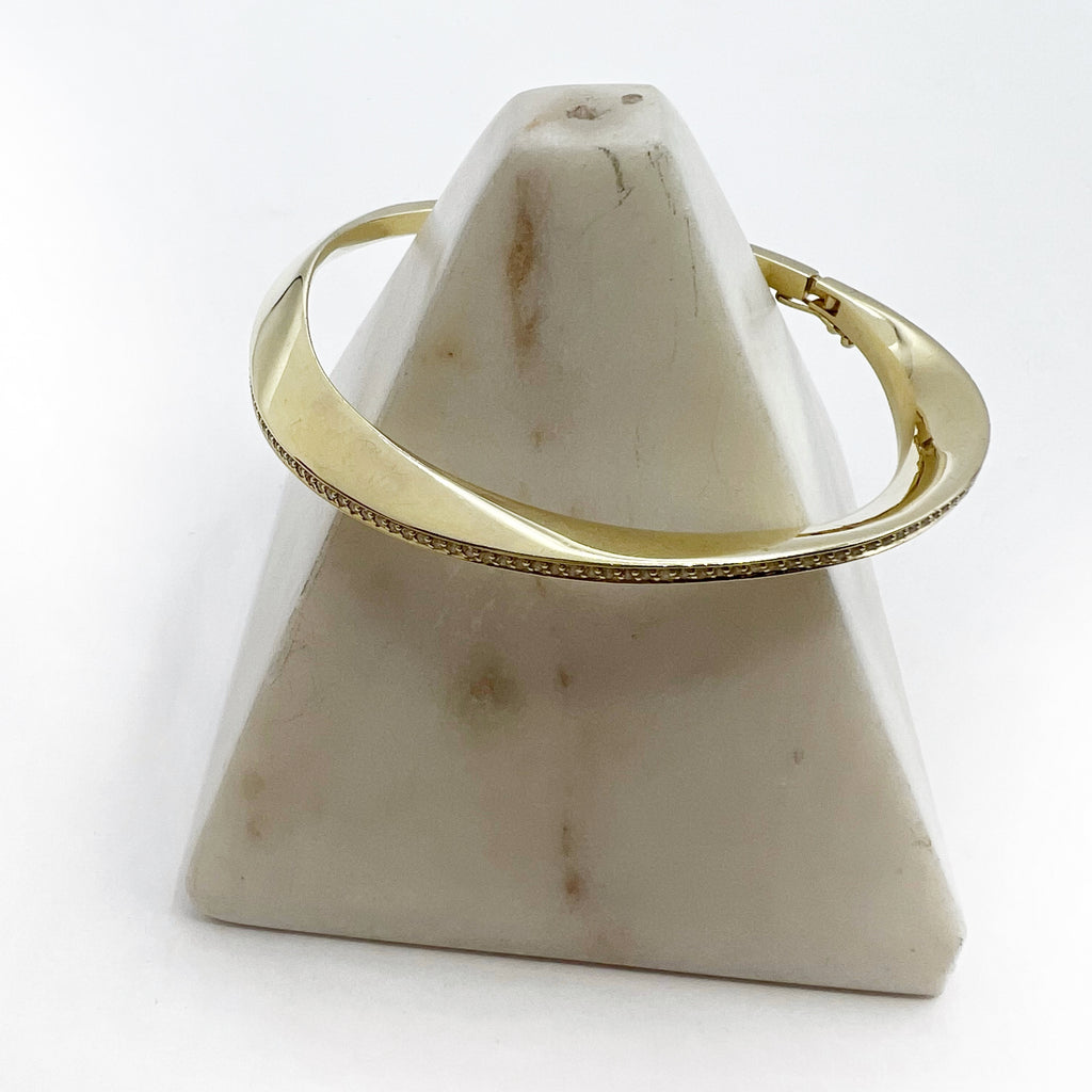 Golden Bangle Bracelet with White Sapphires