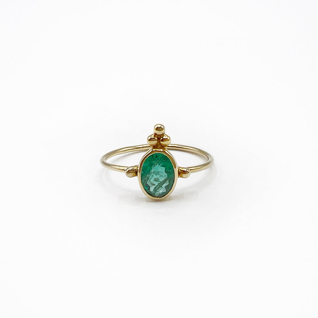 Oval  Crown Emerald Ring