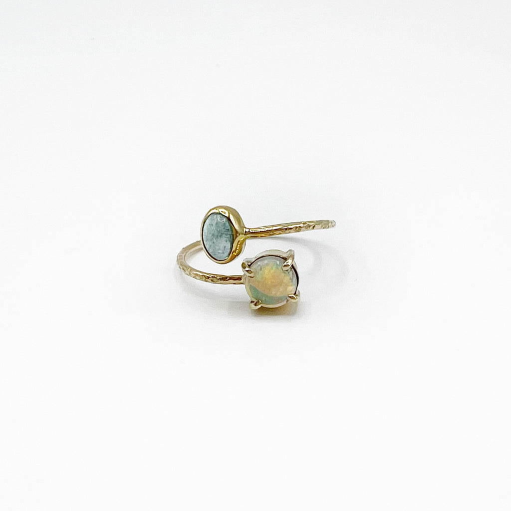 Opal and Green Tourmaline Flex Ring