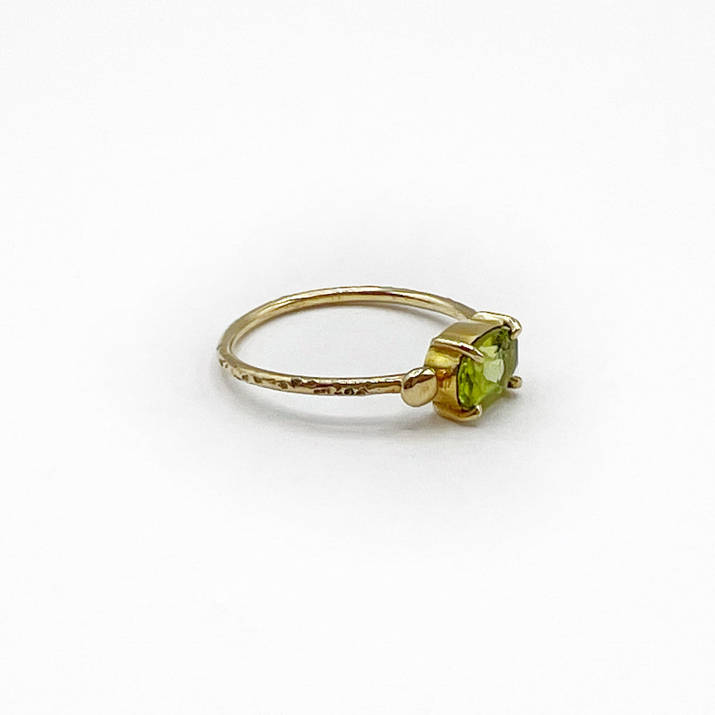 Oval Peridot Hammered Ring
