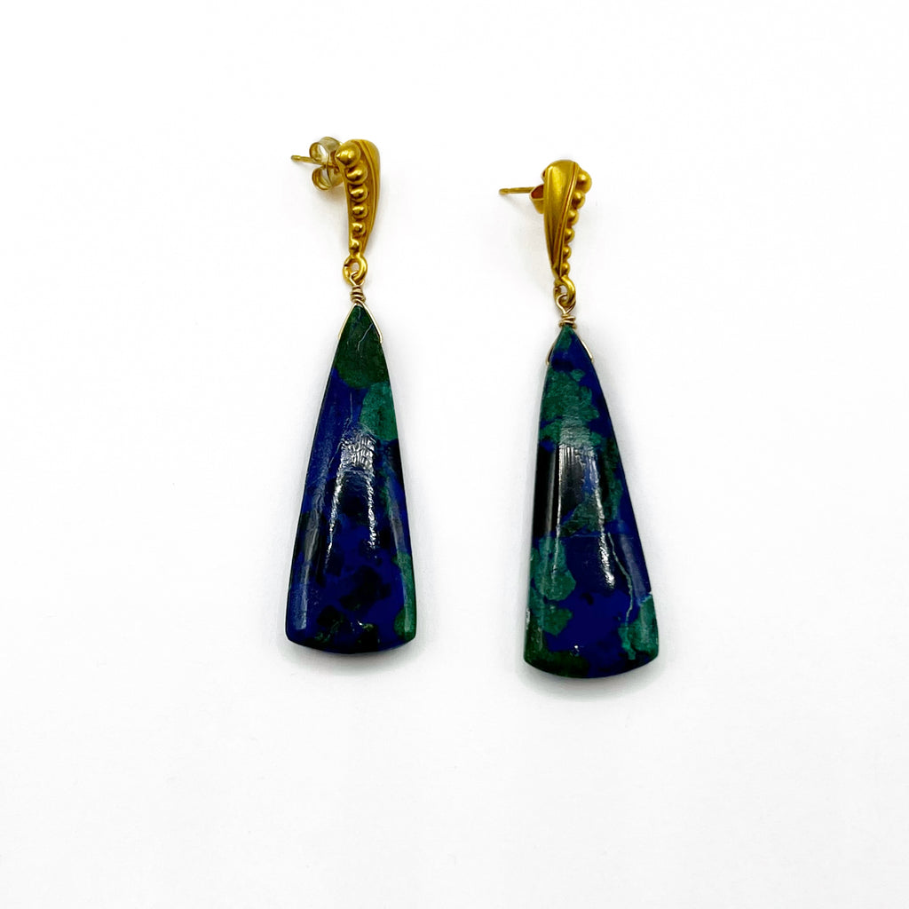 Oceans of Green and Blue Agate on Post Earrings
