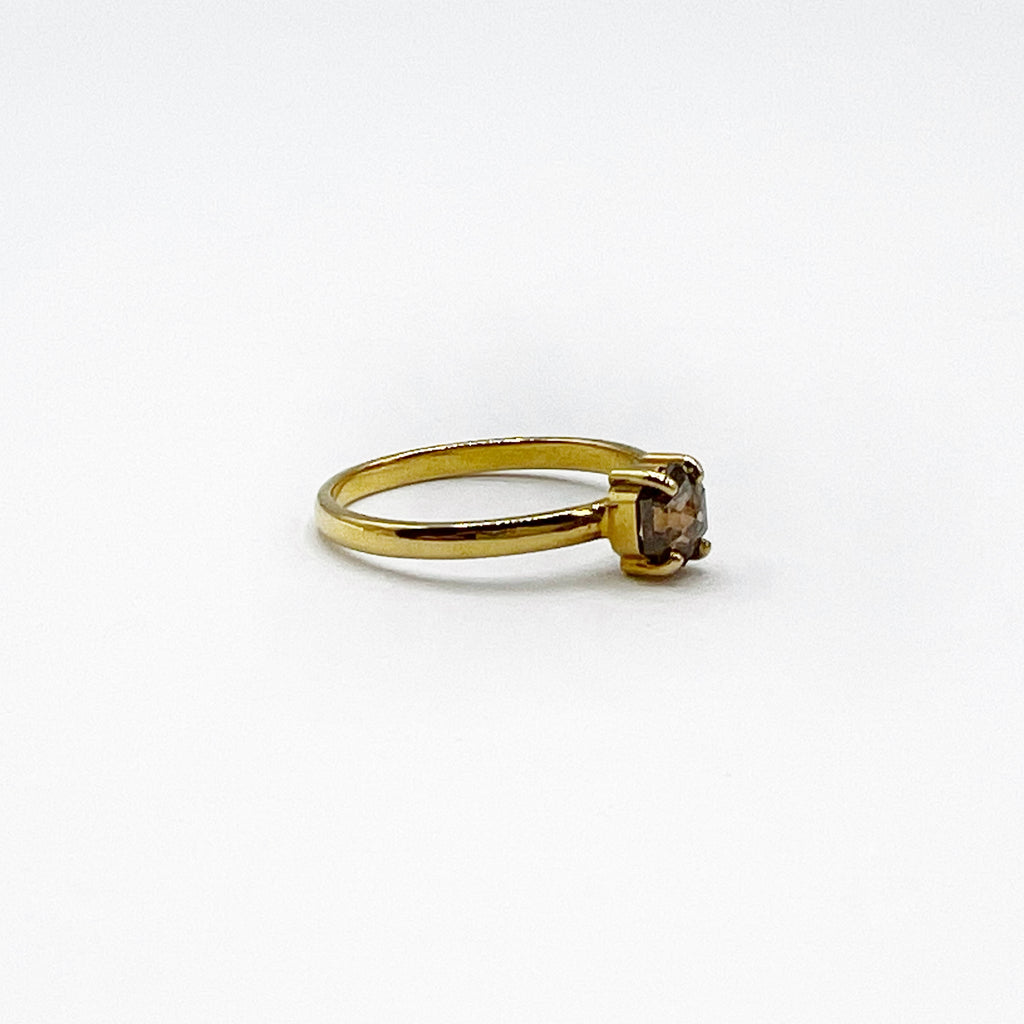 Golden Cognac Hexagon Diamond Ring
