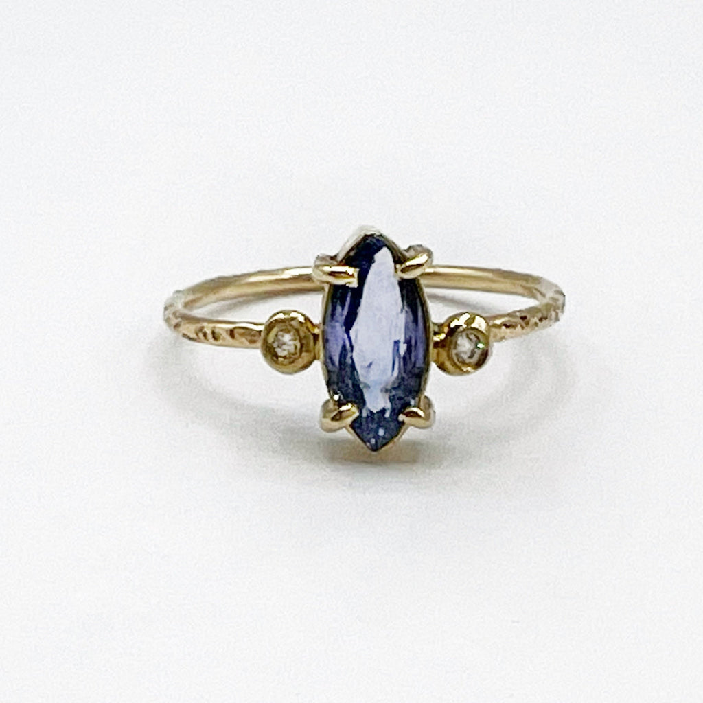 Marquise Deep Blue Sapphire Ring