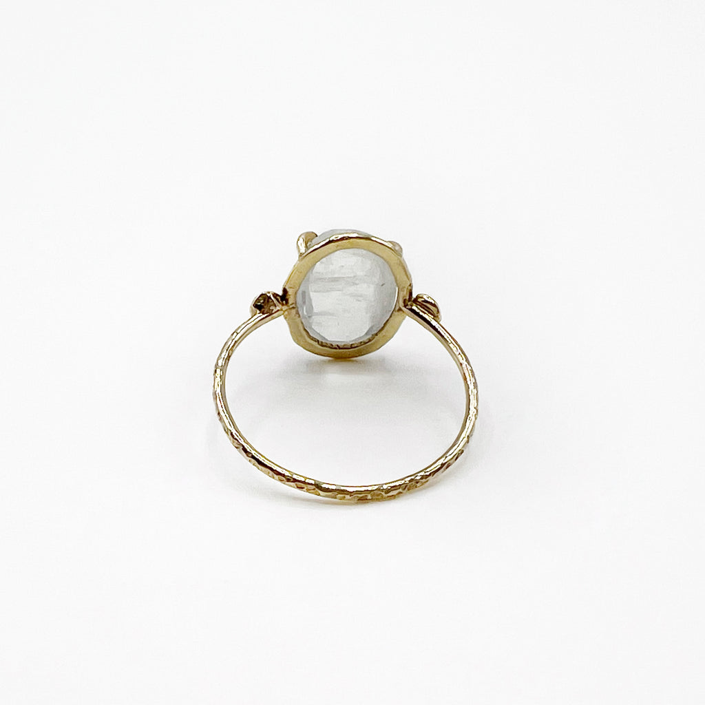 Glowing Moonstone and Diamond Ring
