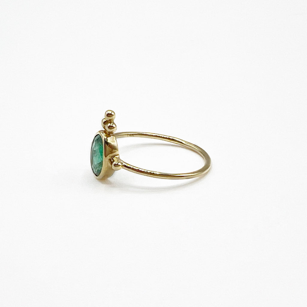 Oval  Crown Emerald Ring