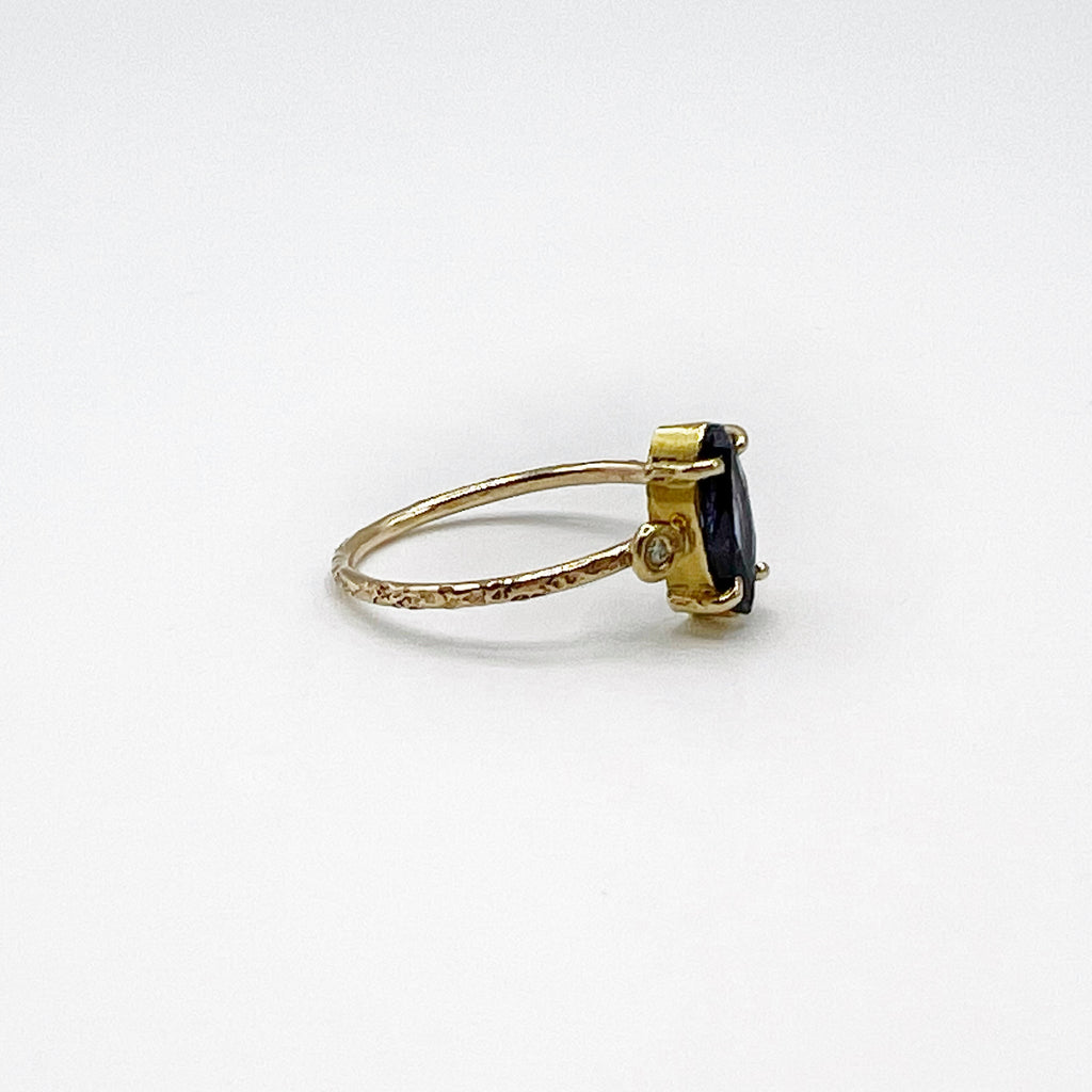 Marquise Deep Blue Sapphire Ring