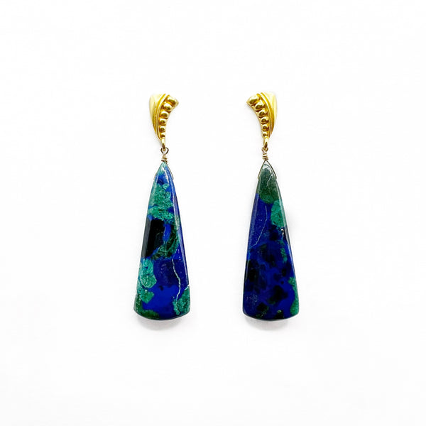Oceans of Green and Blue Agate on Post Earrings