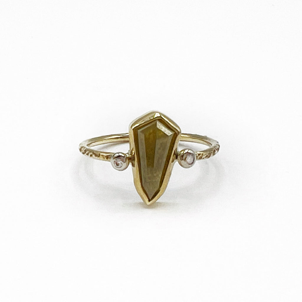 Kite Shape Yellow Diamond Ring 14 Karat