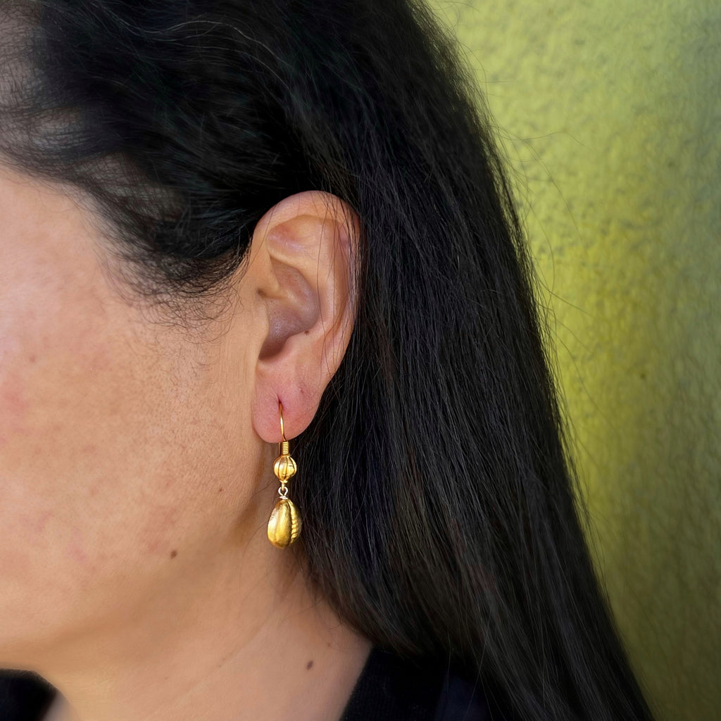 Shell Drops in Gold Vermeil on Wire Earrings