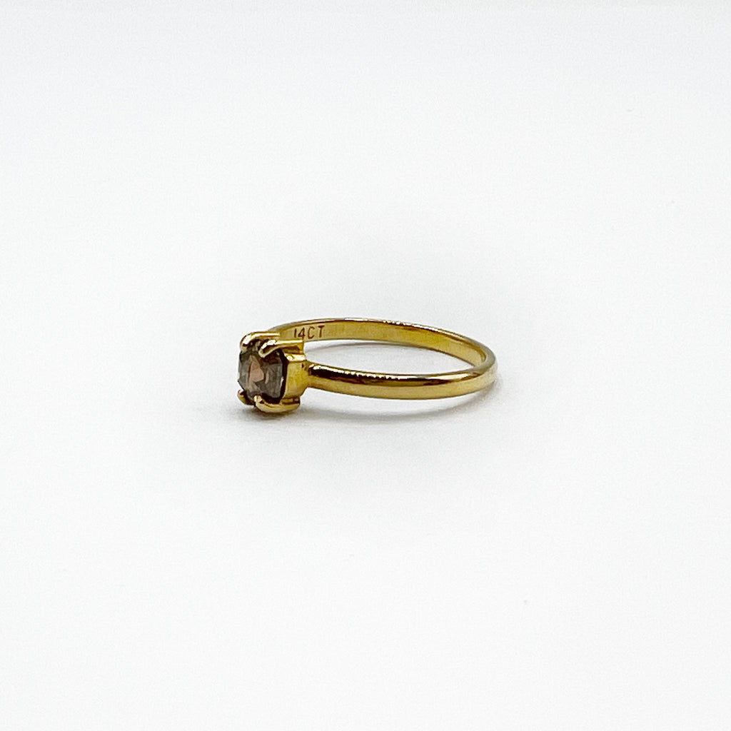 Golden Cognac Hexagon Diamond Ring