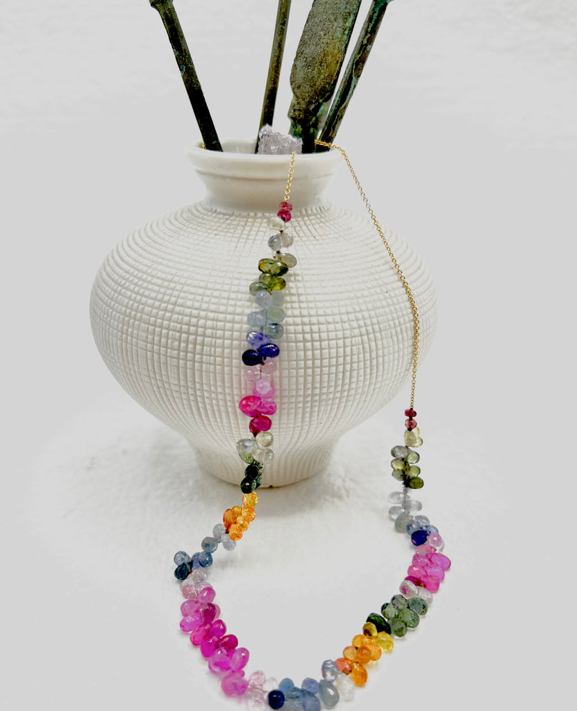 Multicolored Faceted Briolette Necklace