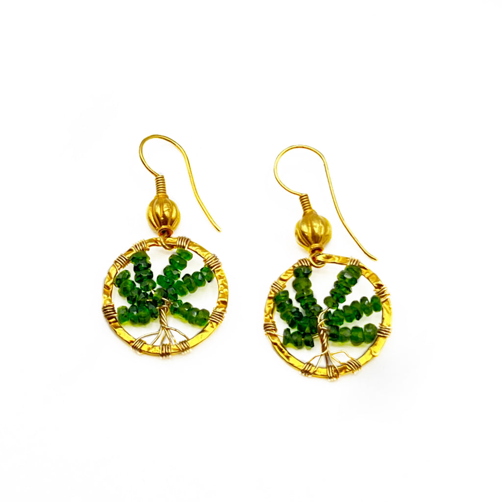 Tree of Life Diopside Drop Earrings