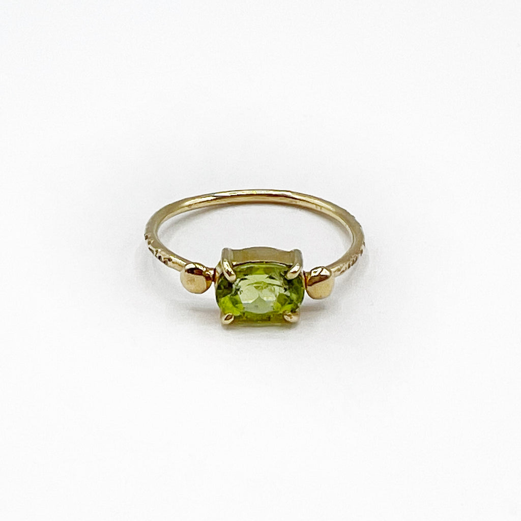 Oval Peridot Hammered Ring