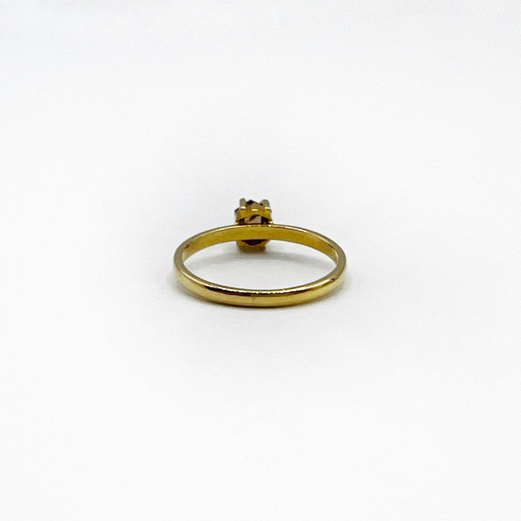 Golden Cognac Hexagon Diamond Ring