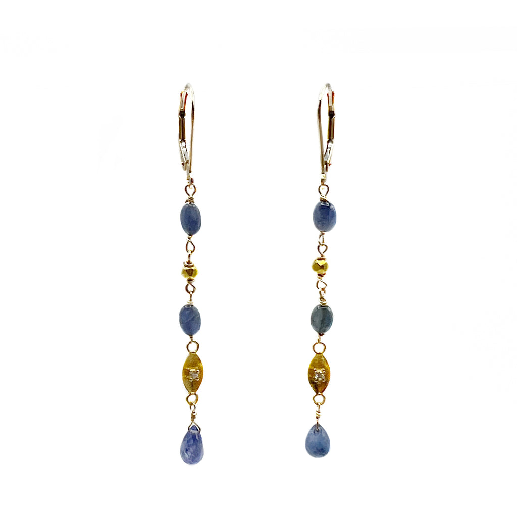 Dripping Sapphires and Diamonds Drop Earrings