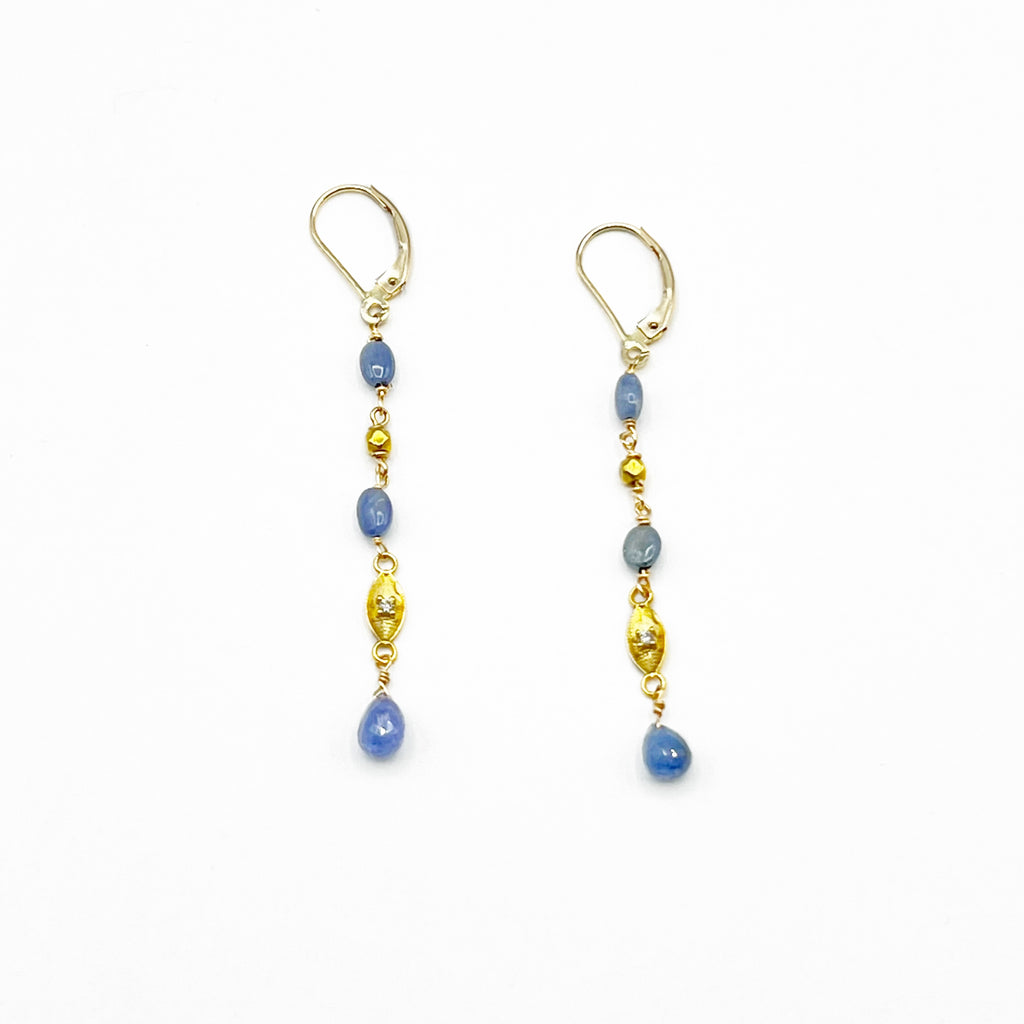Dripping Sapphires and Diamonds Drop Earrings