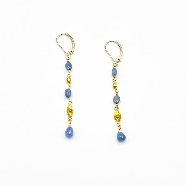 Dripping Sapphires and Diamonds Drop Earrings