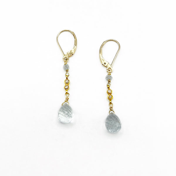 Aquamarine and Diamond Fairy Earrings