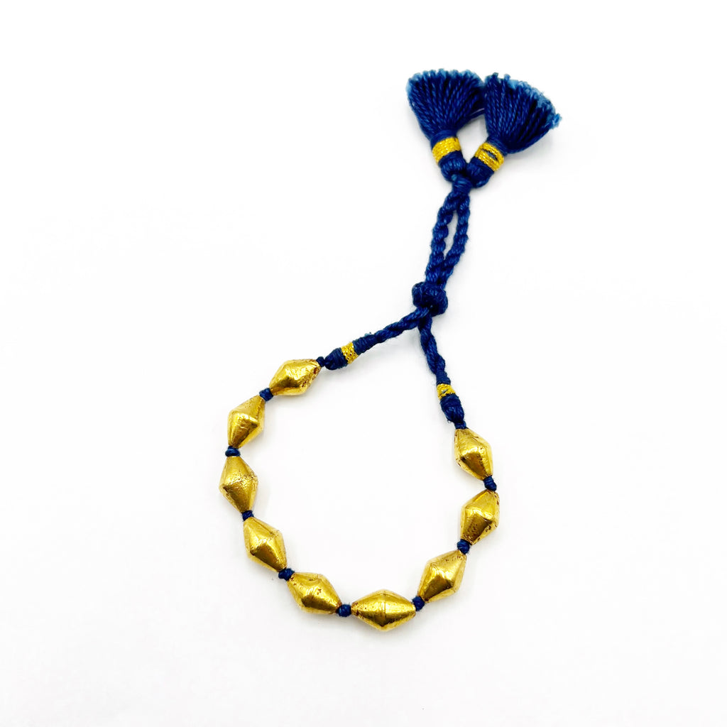 18 Karat Yellow Gold Over Clay Beads Drawstring Bracelet