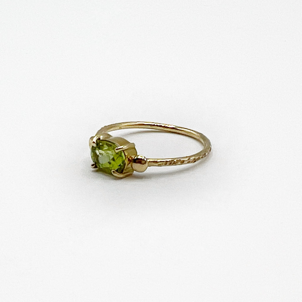 Oval Peridot Hammered Ring