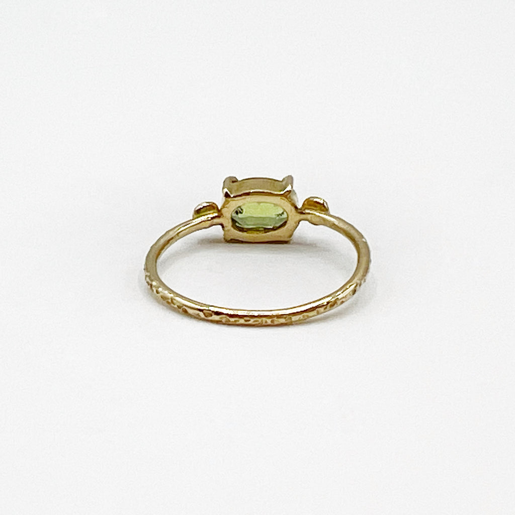 Oval Peridot Hammered Ring