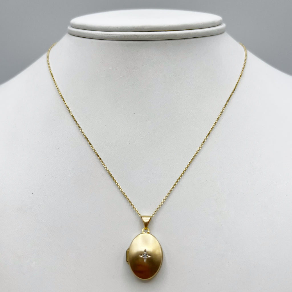 Classic Golden Locket with a Diamond Star