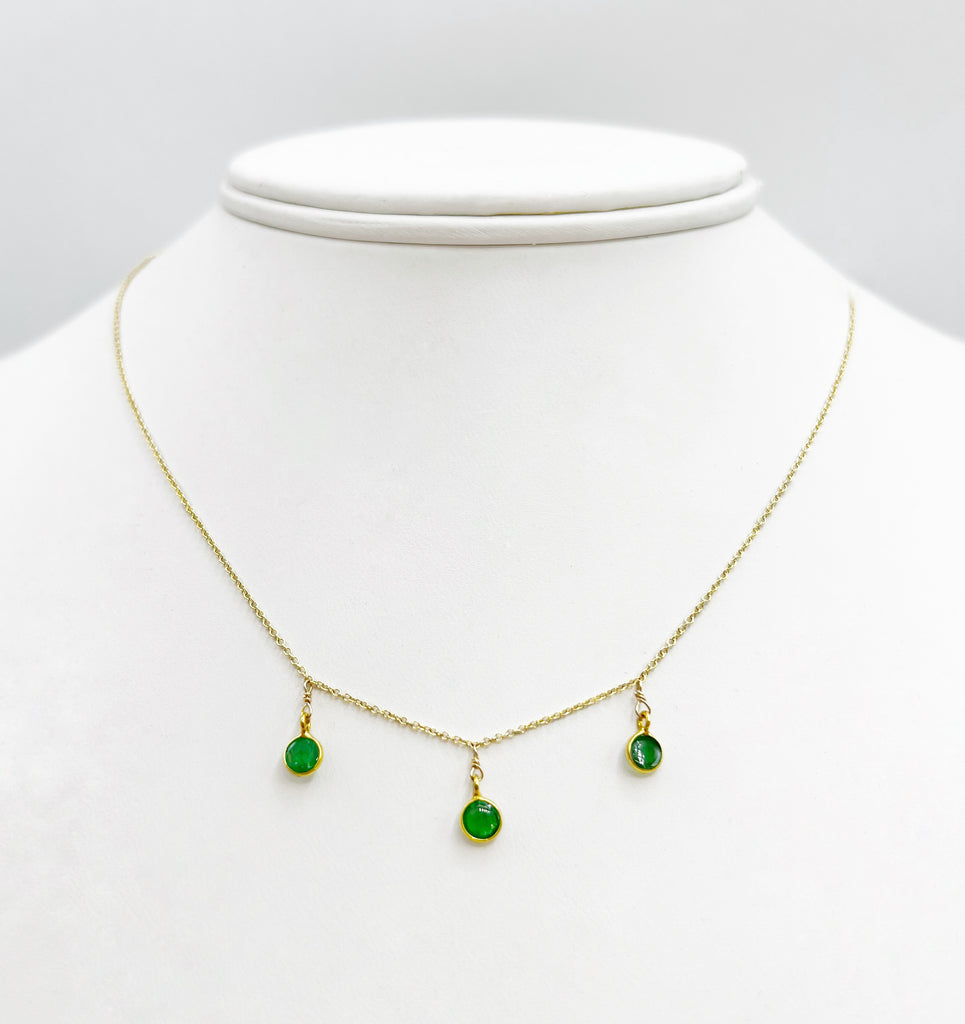Golden Round Diopside Bezel Set Necklace