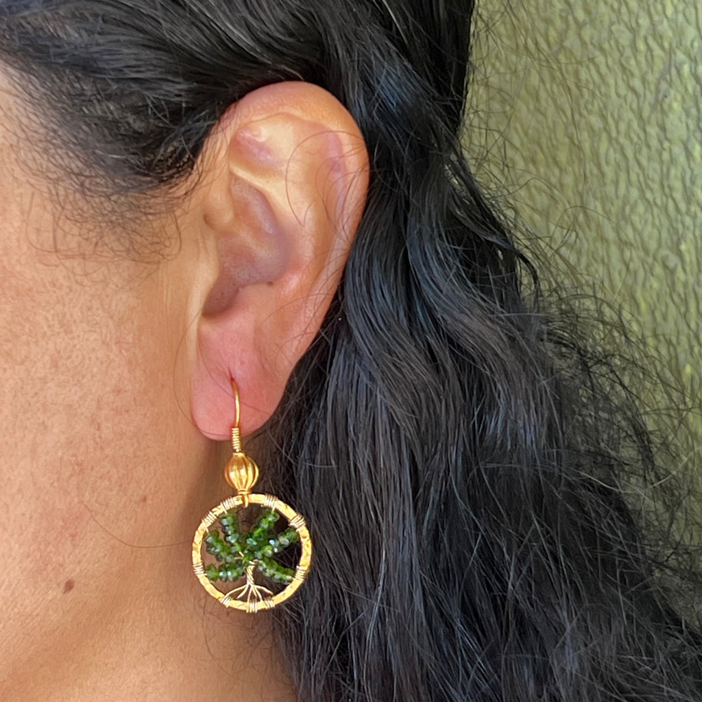 Tree of Life Diopside Drop Earrings