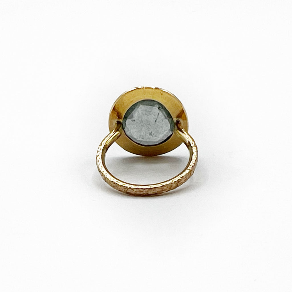 Moss Aquamarine Textured Bezel Ring