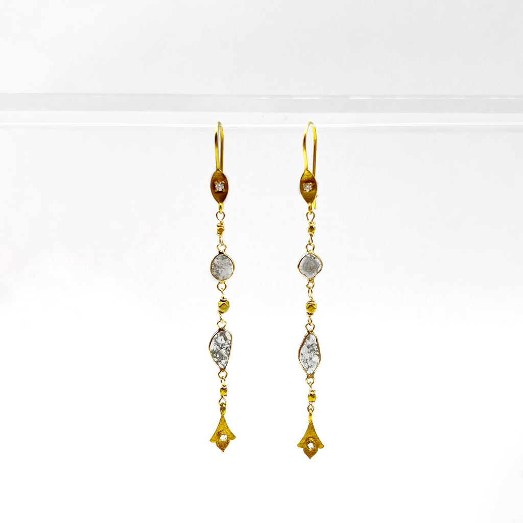 Diamond Slice Drop Earrings