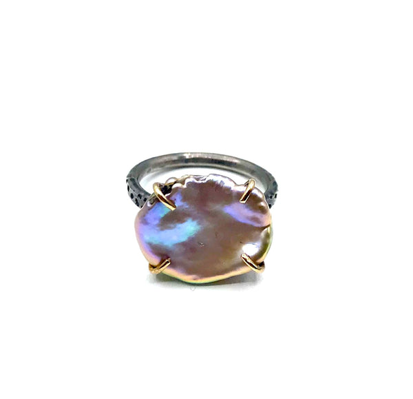 Rose gold pearl ring