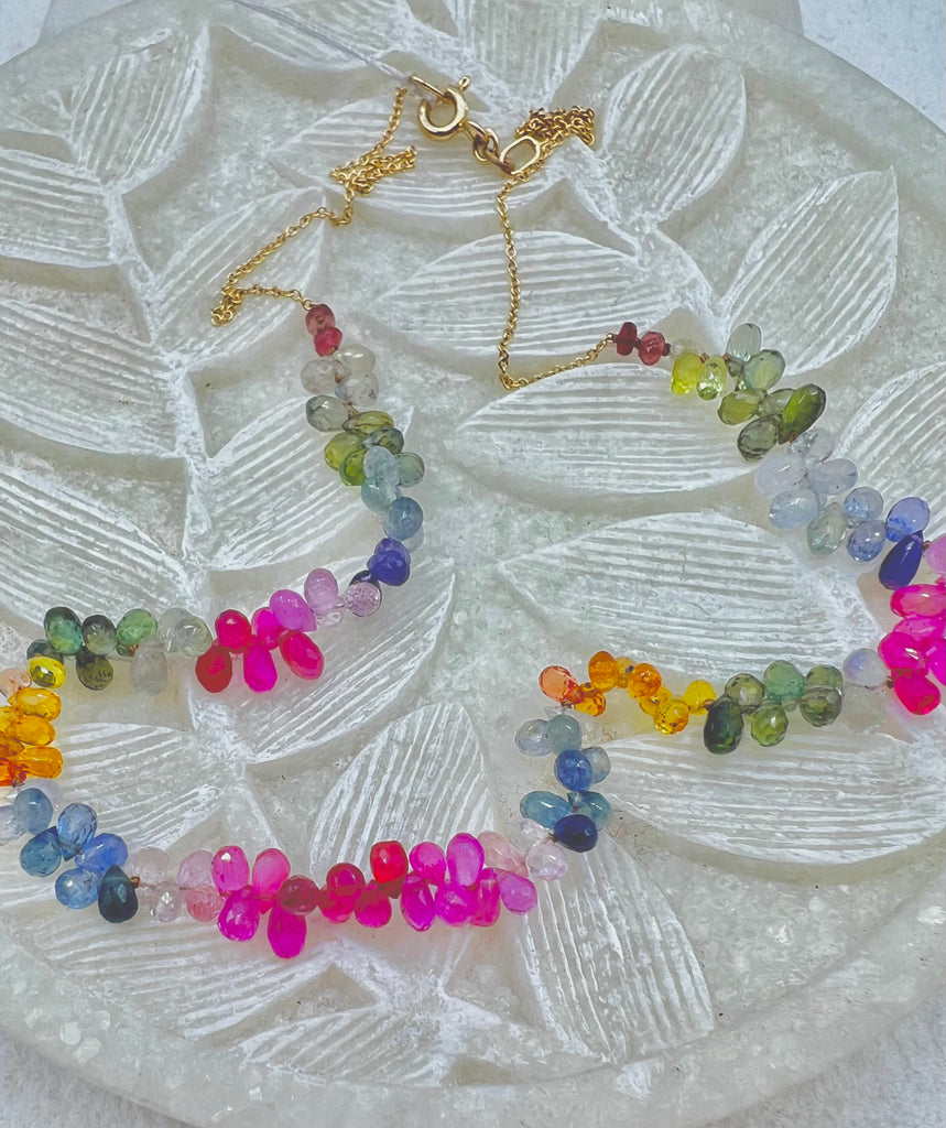 Multicolored Faceted Briolette Necklace