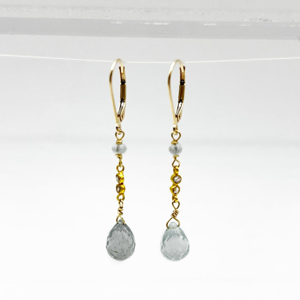 Aquamarine and Diamond Fairy Earrings
