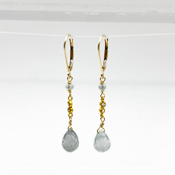 Aquamarine and Diamond Fairy Earrings