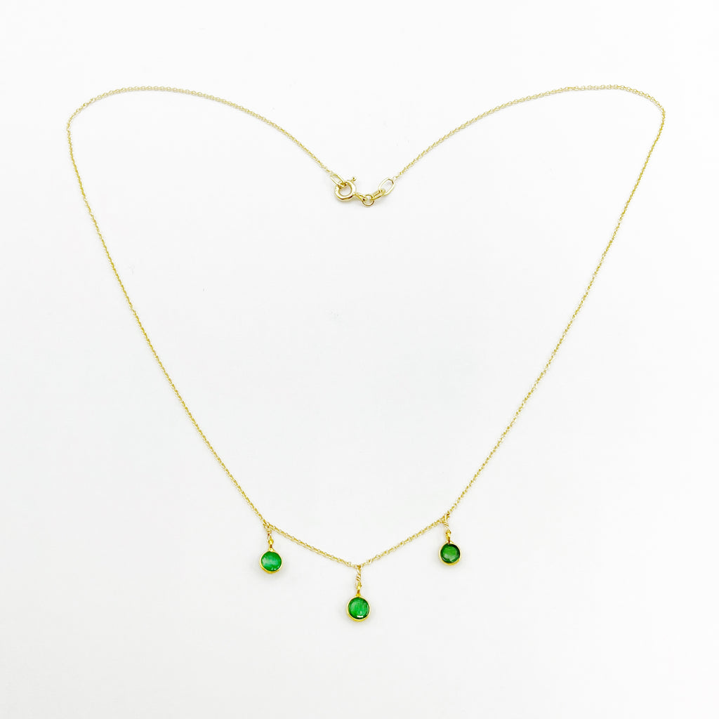 Golden Round Diopside Bezel Set Necklace