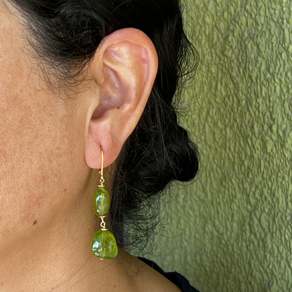 Chunky & Dramatic Peridot Beaded Earrings